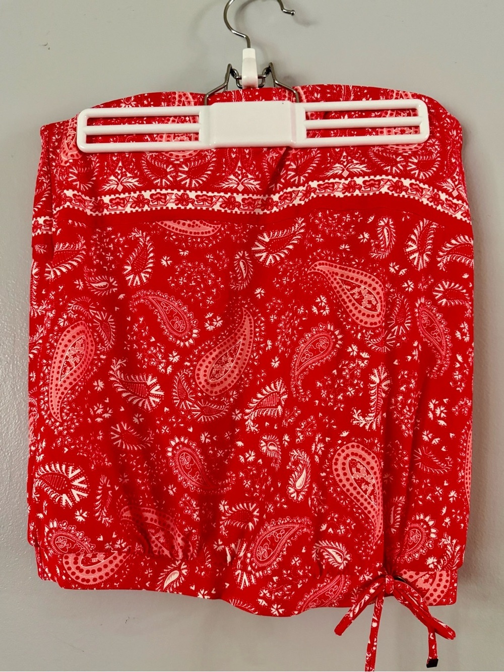 Michael Kors Red Paisley Bandana Blouson Tankini Top Swimwear - Size S